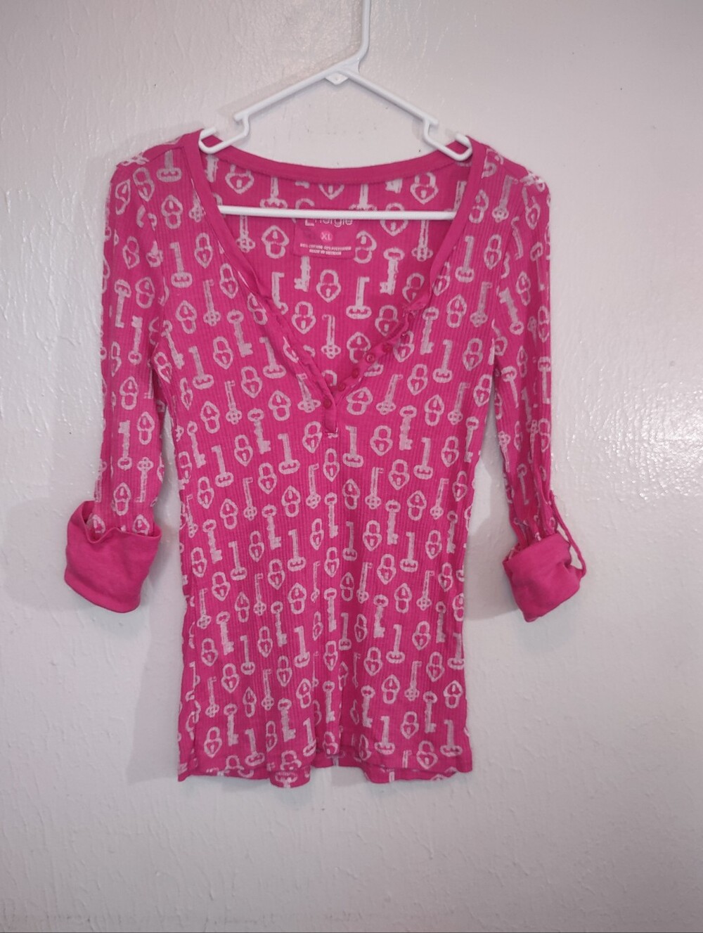 Energie Pink Key-Print Long Sleeve Tee